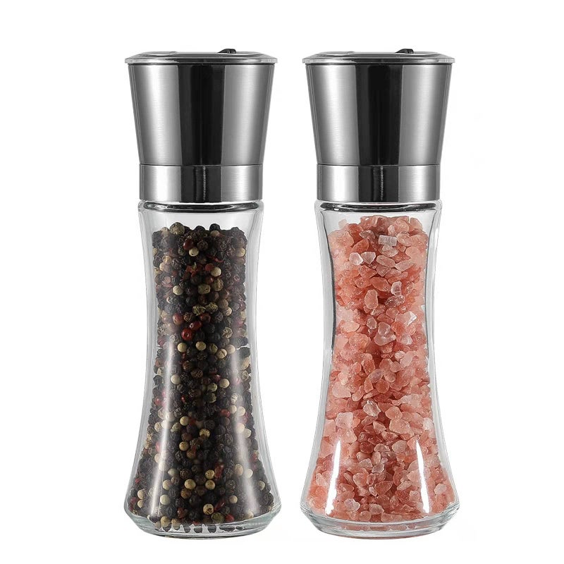 VEVOK CHEF Salt and Pepper Grinder Set Stainless Steel Black Salt and Pepper Mill with Adjustable Coarseness Salt Shaker Set Spice Grinder Black Pepper Grinder Refillable Home Kitchen - Image 1